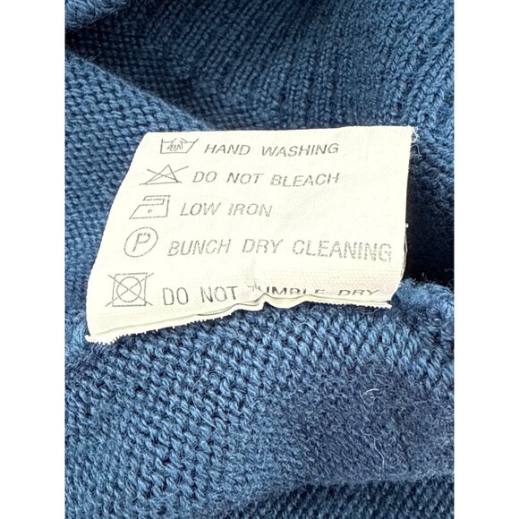 Bogner Blue Wool Blend Half-Zip Sweater M Made In Hong Kong - Picture 7 of 7